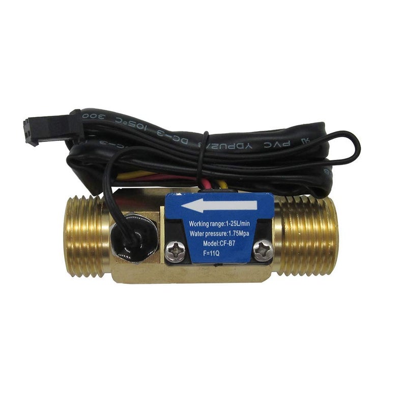 DIGITEN CF-B7ZJ SENSTREE G1/2 inch Male Thread Brass Water Flow Sensor, Hall Effect Sensor Switch Flow Meter Flowmeter Counter with Temperature Sensor 1-25L/min - Image 2